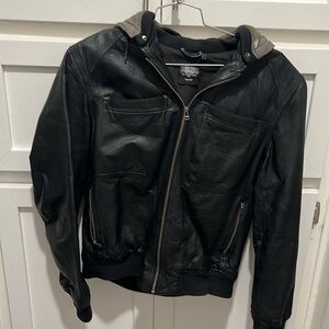 Top Man Vintage leather jacket! It’s worn in hood and few places!
